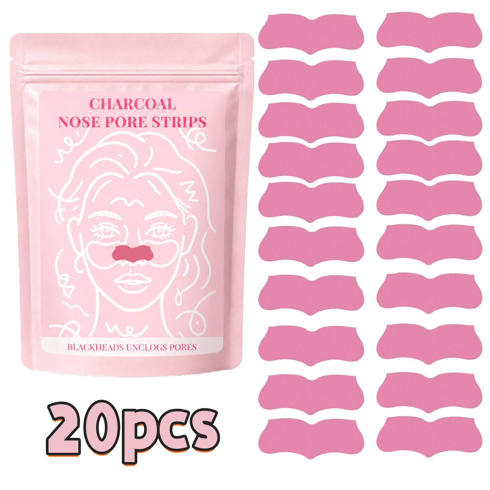 Charcoal Pore Strip - 20개입 딥 클렌징 블랙헤드 제거 코팩,