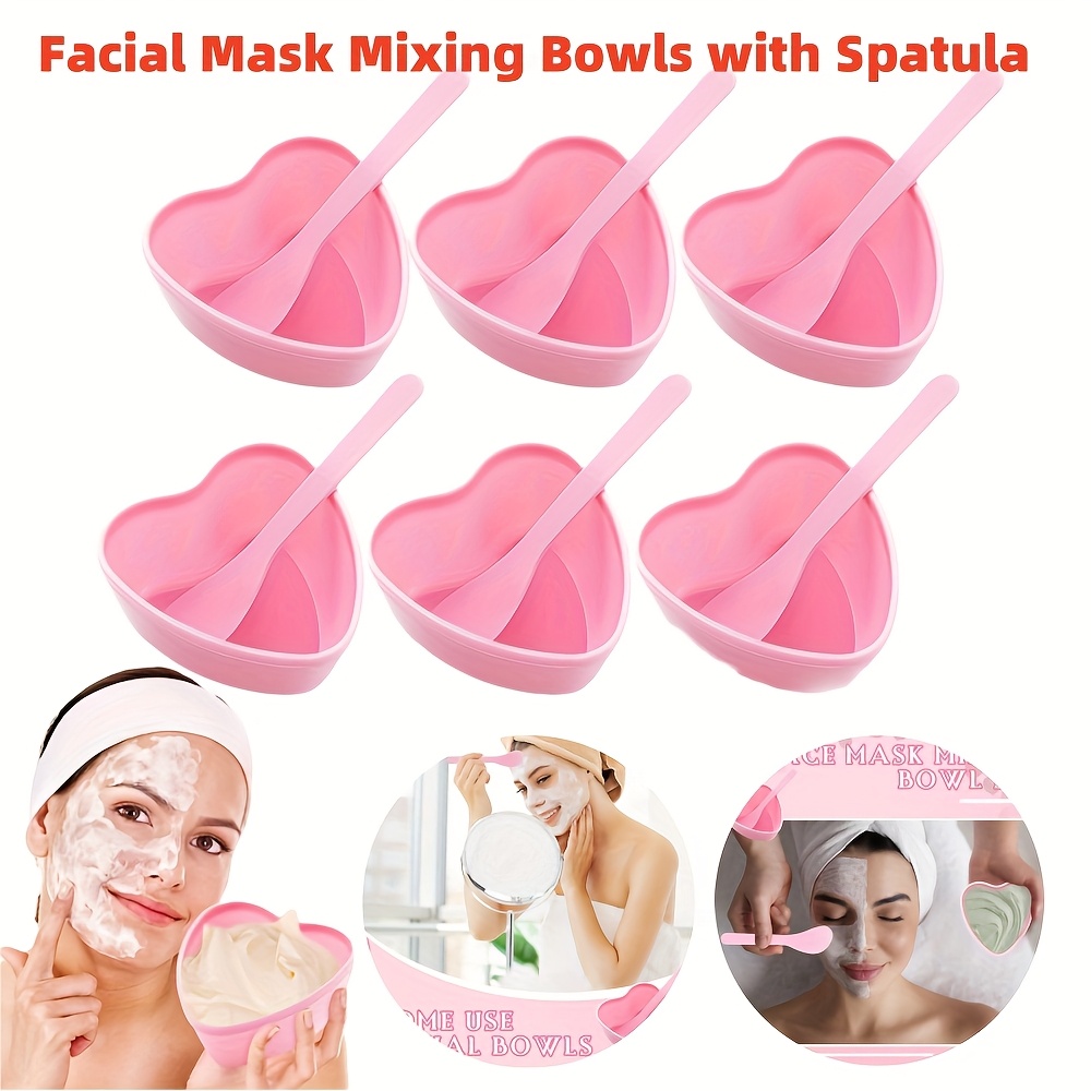 6피스 핑크 하트 모양 페이셜 마스크 믹싱 볼 스크래퍼 - Skincare Viral Tiktok 리뷰 및 가격